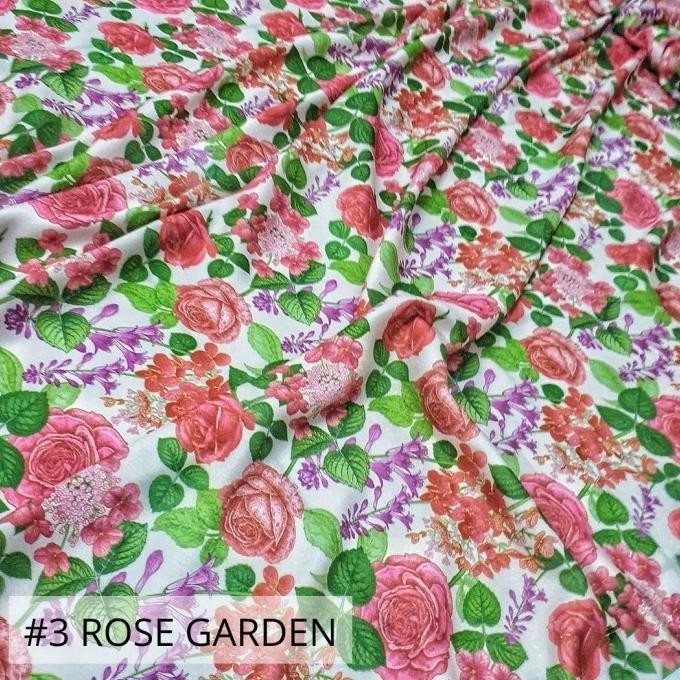 

Best Seller Kain Print Bunga Sutra / Ity Crepe - Rose Garden (Per 0,5 Meter) Stok Terbatas