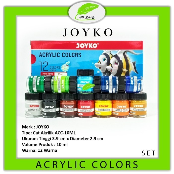 

Joyko Cat Acrylic / Cat Akrilik Color 10Ml 12 Warna [ Set ]