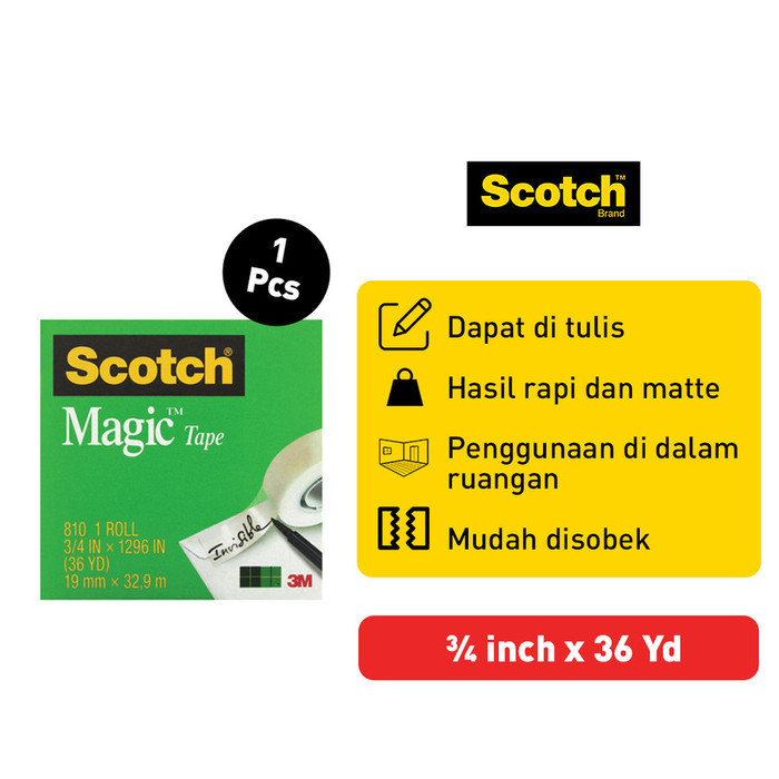 

Scotch 3M Perekat Isolasi Magic Tape Transparan 19Mm X 32.9M 810-M36