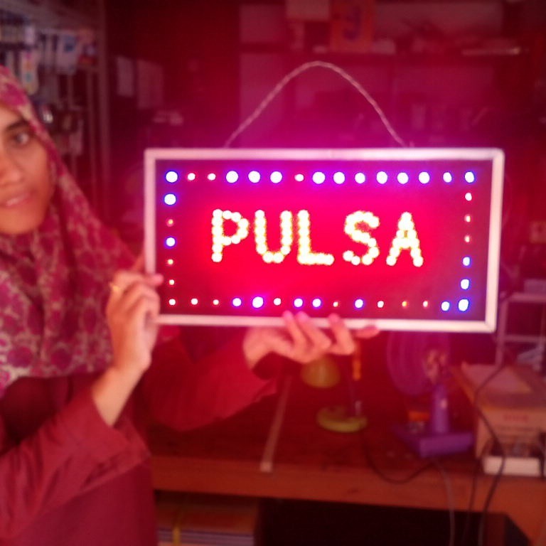 Papan Nama Tulisan Lampu Led Sign Pulsa Untuk Tempat Usaha Konter Hp Dll -