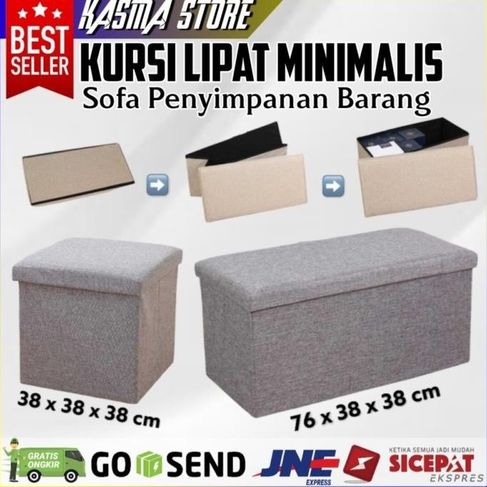 Sofa Kursi Lipat Kotak Penyimpanan Barang Box Minimalis Gray