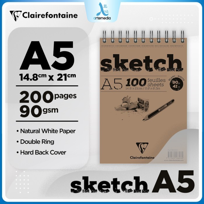 

Buku Sketsa Clairefontaine Sketchbook A5 A4 Sketch Portrait Spiral