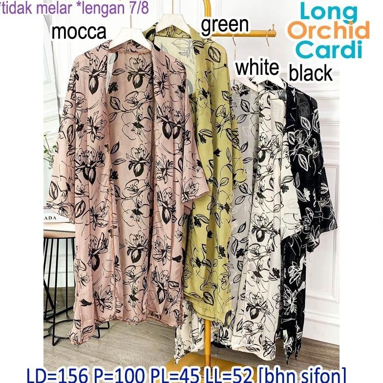 OUTER JUMBO LD 156 LONG CARDI, FLORIST, CAMELIA, SIFON, CHIFFON BIG SIZE, XXXXL, PANJANG, MIDI 3.3
