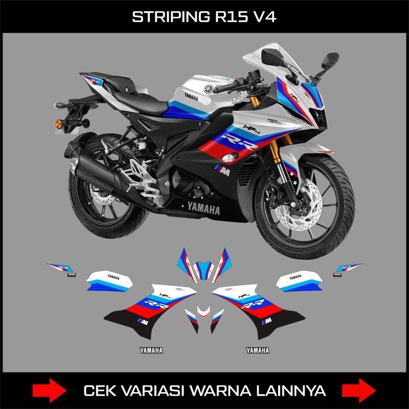 Striping R15 V4 / R15M BMW HP4 / Stiker Motor Yamaha R15 V4/R15M / Sticker Striping R15 V4 / Stock D