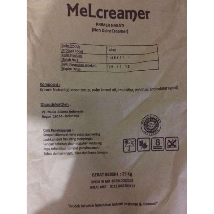 

Ready Bubuk Creamer MelCreamer / Mel Creamer KR01 25kg Gosend Only!!!