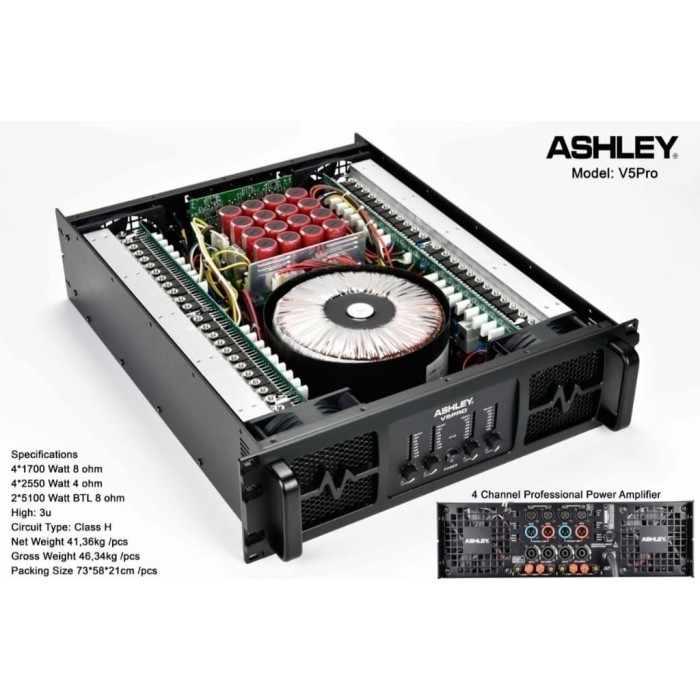 Ready Power Subwoofer Amplifier Ashley V5PRO V5 PRO V 5PRO 4X1700 Watt 8OHM