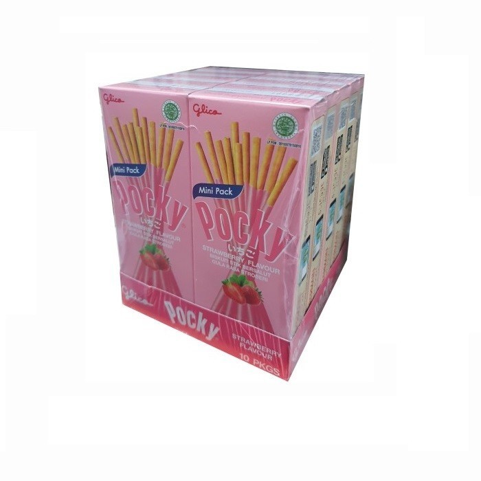 

PROMO SPECIAL Glico Pocky Strawberry Flavour Biskuit Stik 20 / 21 / 22 G / Gram x 10