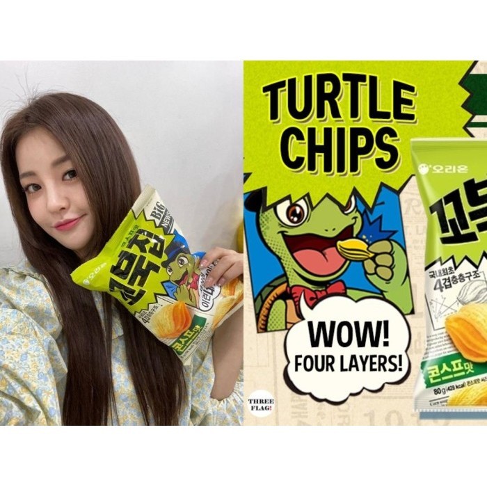 

PROMO SPECIAL Orion Turtle Chip 80gr Makanan Ringan Ekstrudat Jagung Korea Kobuk