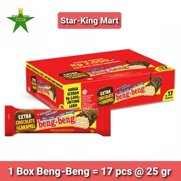 

NEW Beng Beng Wafer Caramel Berlapis Coklat - 1 Box isi 17 pcs