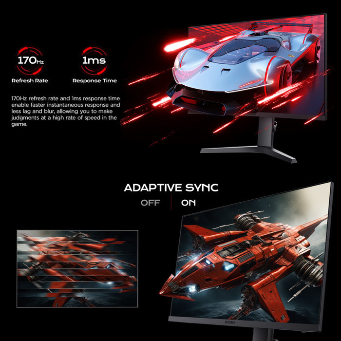 Koorui 27Inch Ips Qhd 2K 170Hz 1Ms Eyecare Gaming Monitor 27E3Q