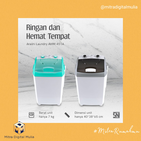 [Cod] Arashi Awm 451 / Awm 452 Mesin Cuci Mini 4.5 Kg Awm451 / Awm452