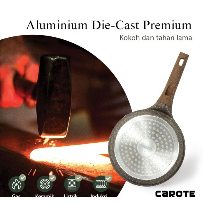 Carote Terra 3/4 Pcs Set Wajan Dan Panci Marble Anti Lengket