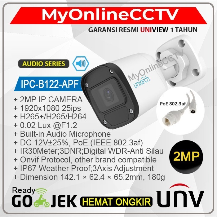 Ipc-B122-Apf28 Apf40 Pf28 Pf40 2Mp Audio Uniarch Unv Ip Camera Cctv