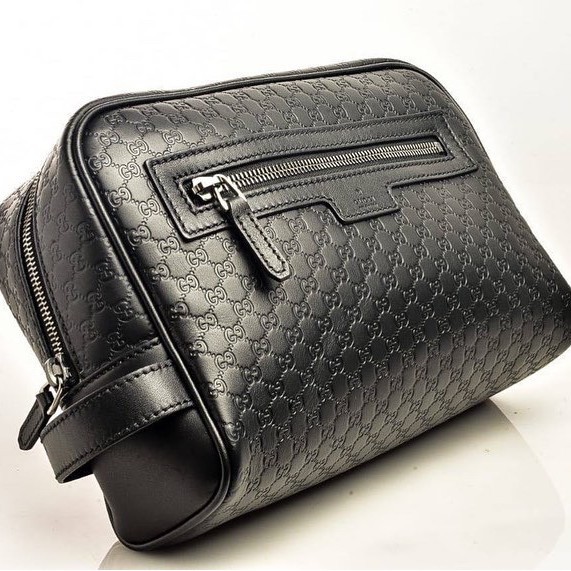 Gucci Pouch Men Black Leather / Gucci Toiletry - 100% Authentic