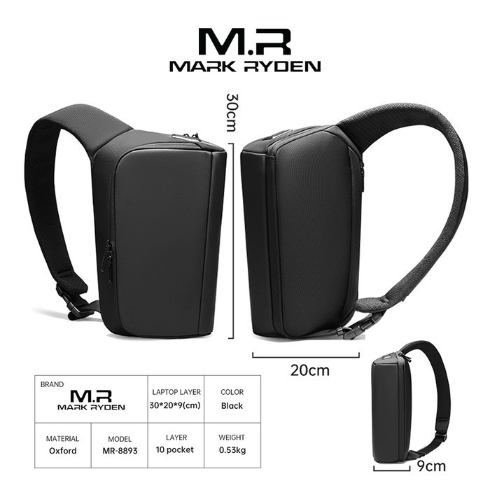 Mark Ryden Mr8893 Crossbody Shoulder Bag - Tas Selempang Sling - Black