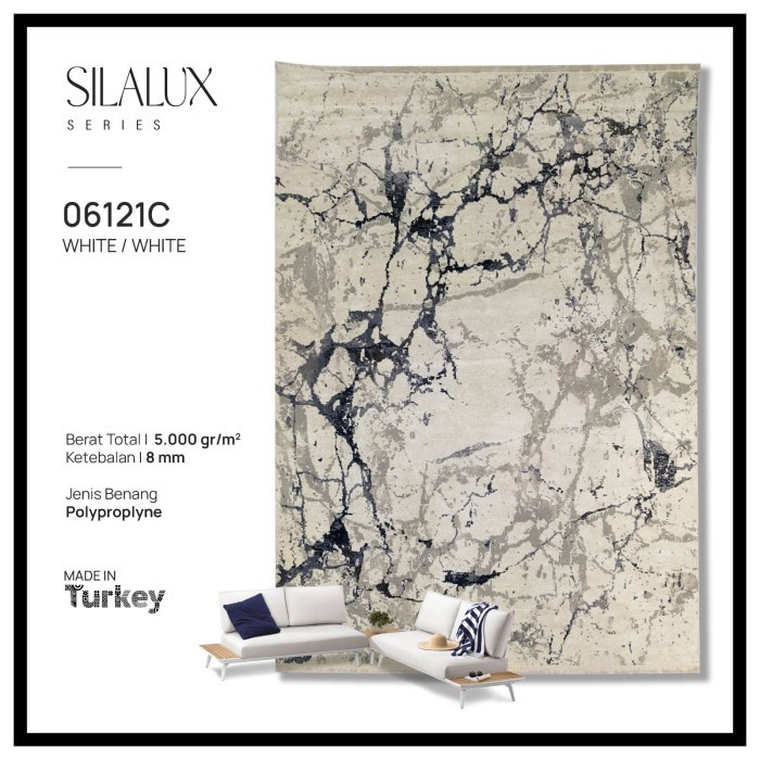 Karpet Abstrak Minimalis Modern Sila Lux 100X150 Impor Turki