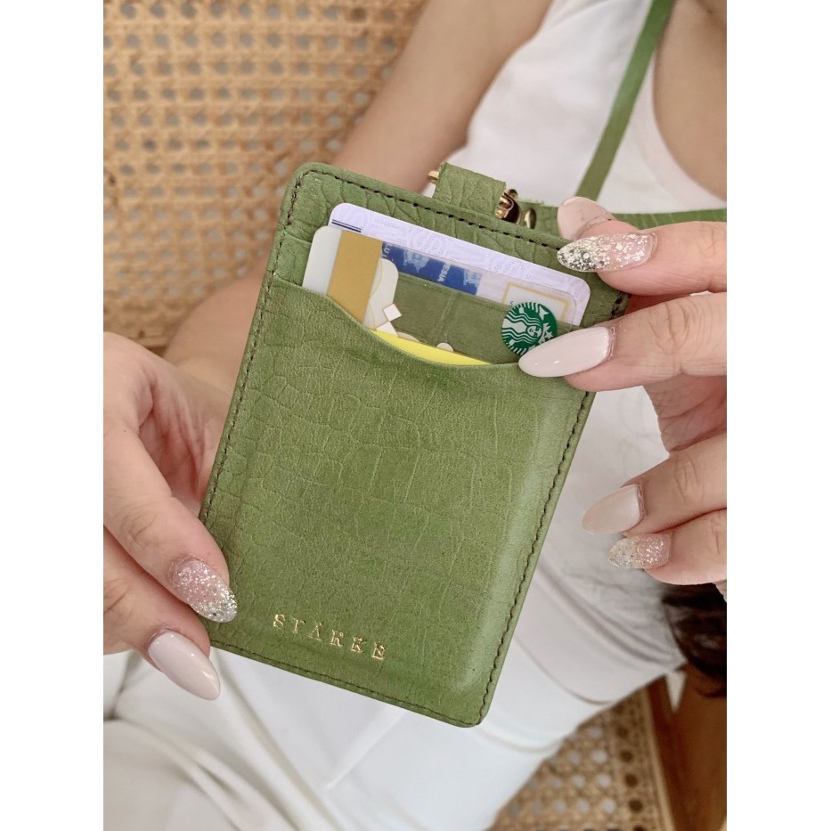 

Lanyard Kulit Asli ID Card Holder STARKE Leather Fury Chital Green