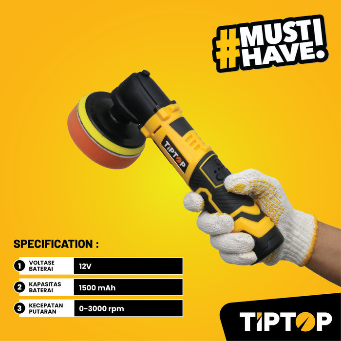 Tip Top 4 Inch Cordless Polisher / Mesin Pemoles 12V (Bpr-120)
