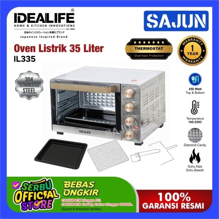 Idealife Oven Listrik Pemanggang Low Watt 35Ltr Il-335 / Il335