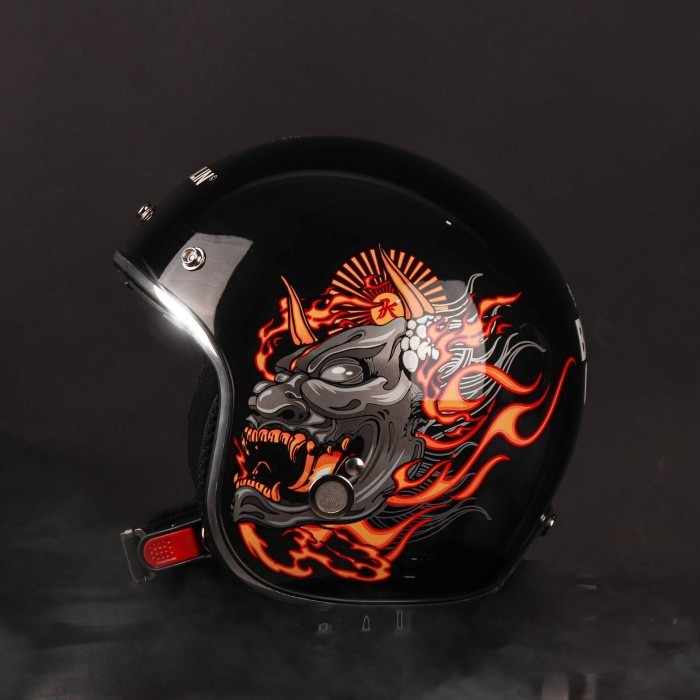 Kremlin X Marzano - Helm Retro Hitam Collaboration - Burnnout