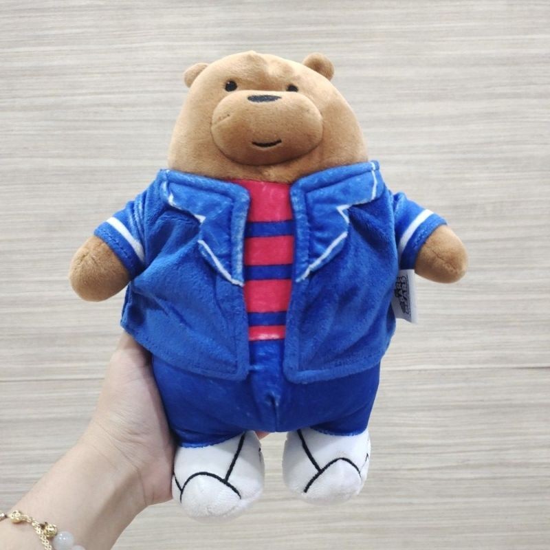 Boneka beruang WBB We bare bears Grizzly seri kostum jas