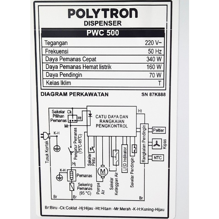 Dispenser Galon Bawah Polytron Pwc500X /Dispenser Polytron Pwc500