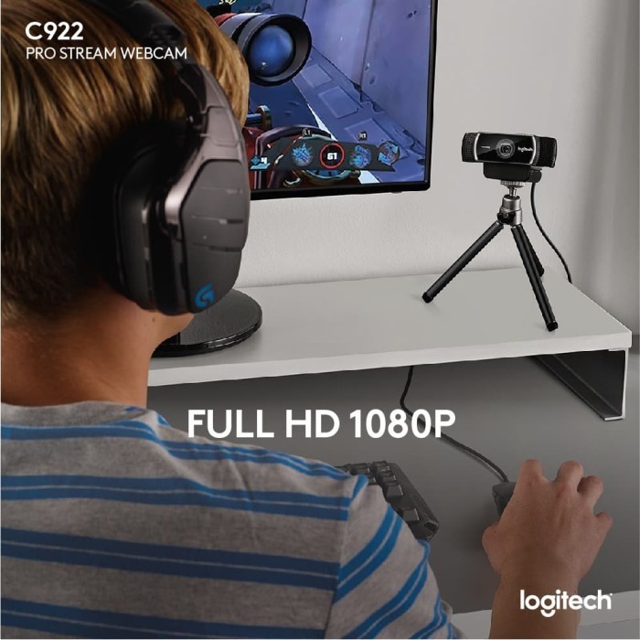 Logitech C922 Webcam Pro Streaming Full Hd 1080P Dengan Tripod