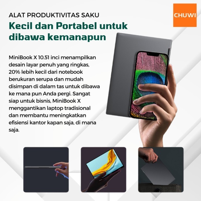 Chuwi Minibook X Laptop 10.5 Inch 2K Full Touchscreen 12Gb Ddr4+512Gb