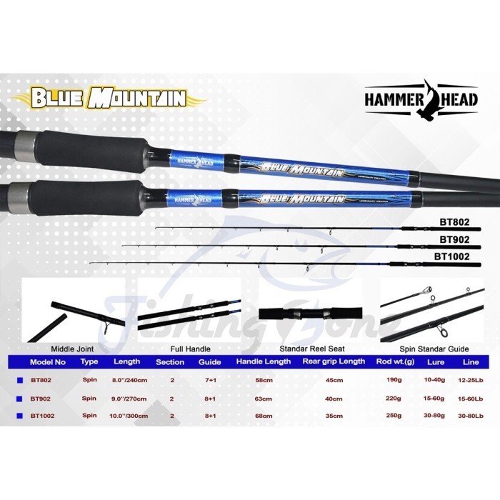 Hammer Head Blue Mountain Spinning Rod Bt 802 902 1002 Joran Carbon