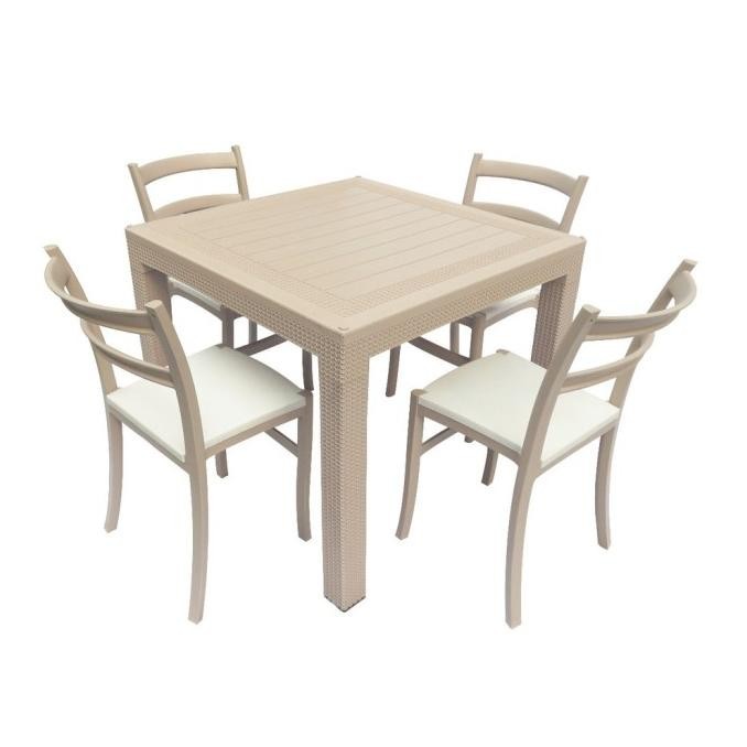 Meja Makan 9018 Plastik Club Set 4 Kursi Table Geraldistore