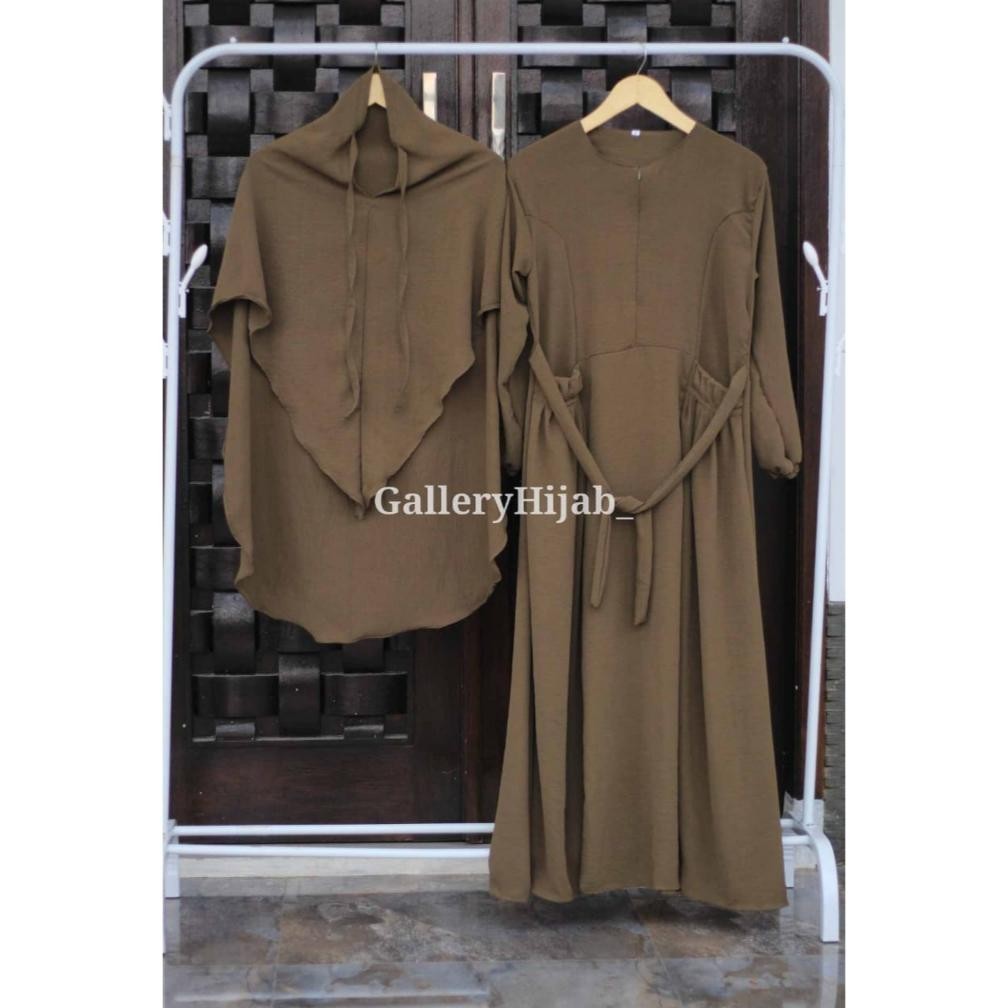 Mega Sale Gamis Set Bergo Almira Dress Crinkle Airflow Promo