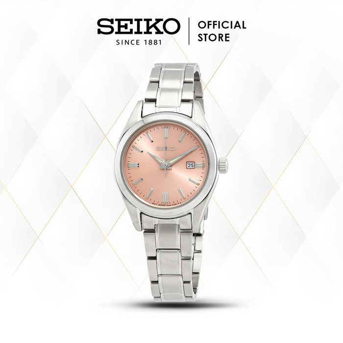 Jam Tangan Wanita Seiko Sur529P1 Sur529 Salmon Sapphire Quartz Ori