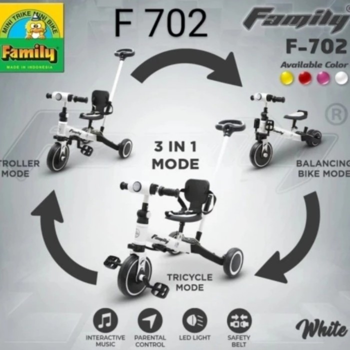 Balance Bike Family F 702 Push Bike F702 Sepeda Keseimbangan 3 in 1