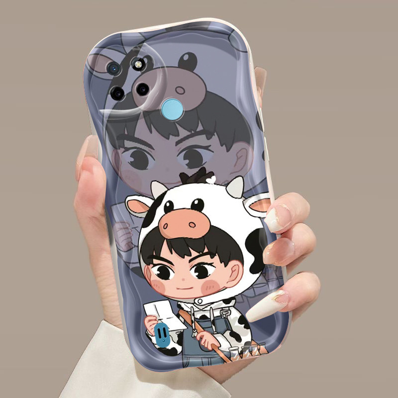 Casing Hp Realme C21Y Realme C25Y Case Casing ponsel imut HP kartun sapi Softcase perempuan pecinta 