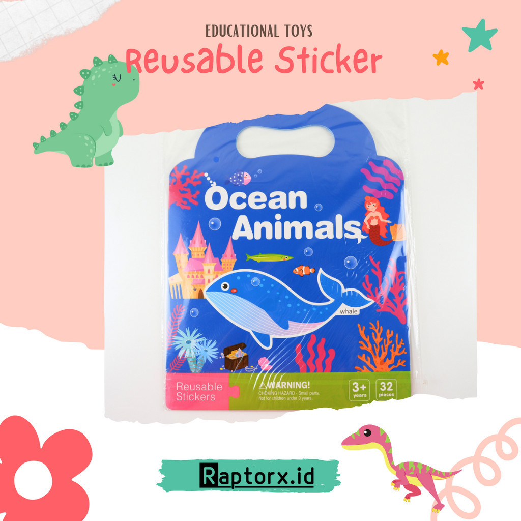 Sticker Book Reusable Buku Stiker Bisa Dilepas Pasang Mainan Edukasi Montesori - Ocean Animal