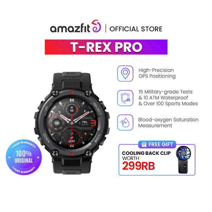 Amazfit T-Rex Pro Smartwatch Gps 10 Atm Jam Tangan 100+ Sports Modes