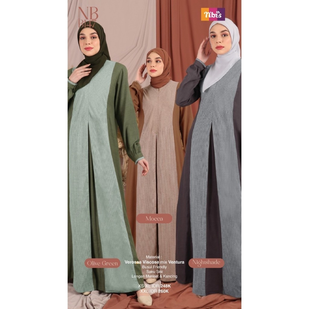 Nibras Nb B147 Gamis Wanita Nibras Busui Syari Murah Modern Dress TerlarisR33A