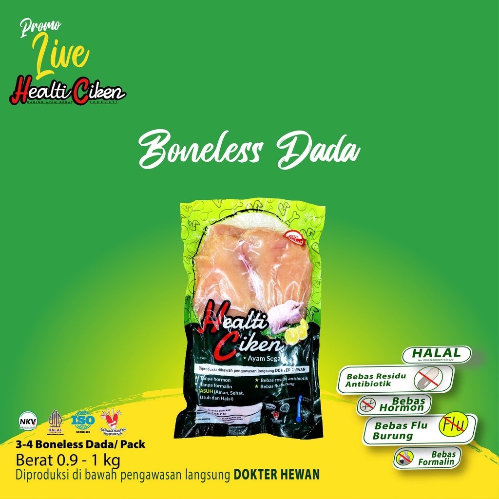 

Healti Ciken Ayam Boneless Dada Live Ayam + Probiotik & Herbal Produk Daging Ayam Sehat Healti Ciken