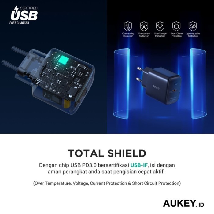 Aukey Charger Pa-B2T Gan Tech Usb Type-C Pd 3.0 Fast Charging 45W