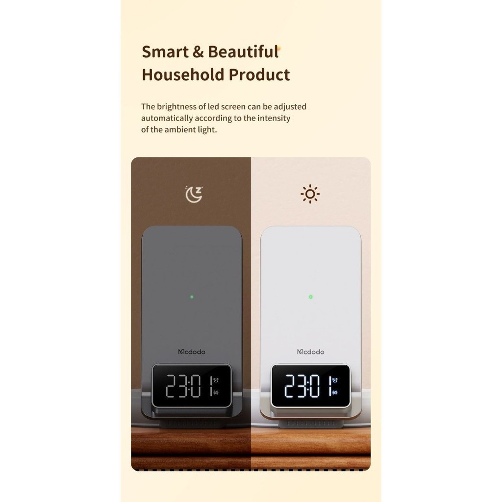 Mcdodo Desktop Wireless Charger Iphone 13 Pro Max With Alarm Clock