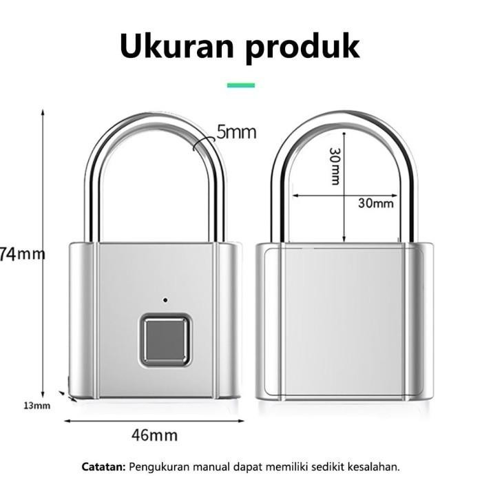 SMART FINGERPRINT PADLOCK SECURITY GEMBOK PAGAR ANTI MALING GEMBOK K