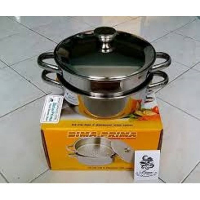 NEW SERIES PANCI BIMA STAINLESS STEEL POT & STEAMER 24 CM 24CM / KUKUSAN 2 SUSUN QUALITY ORIGINAL