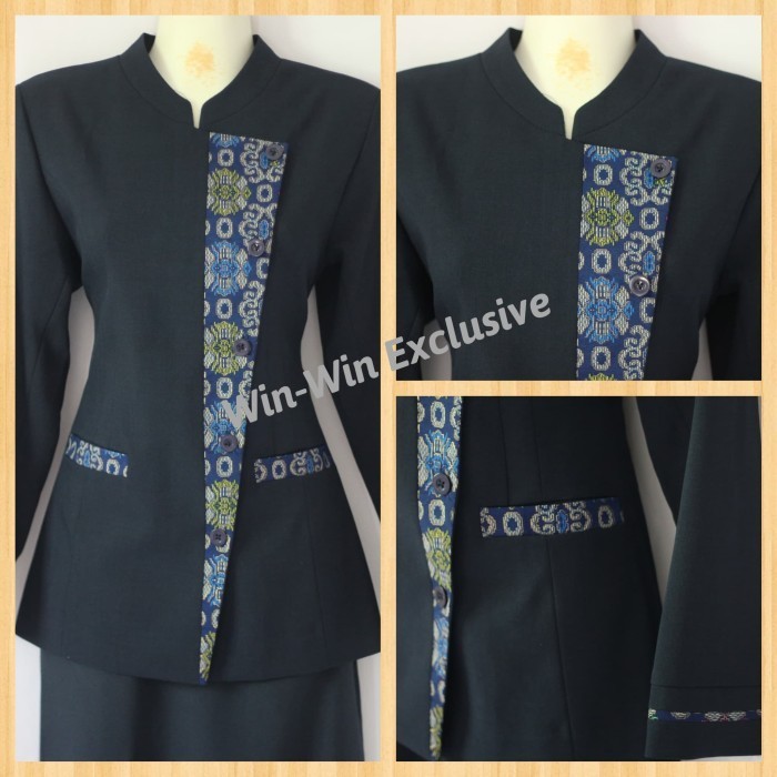 Setelan Blazer Baju Kerja Kantor Wanita Biru Dongker