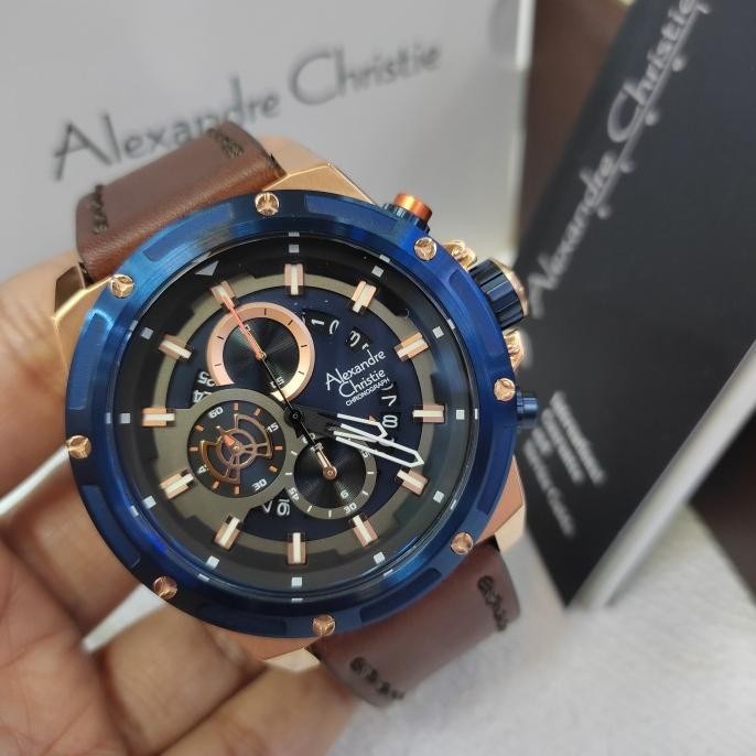 Jam Tangan PRIA Alexandre Christie Ac 6506 MC Leather Stainless