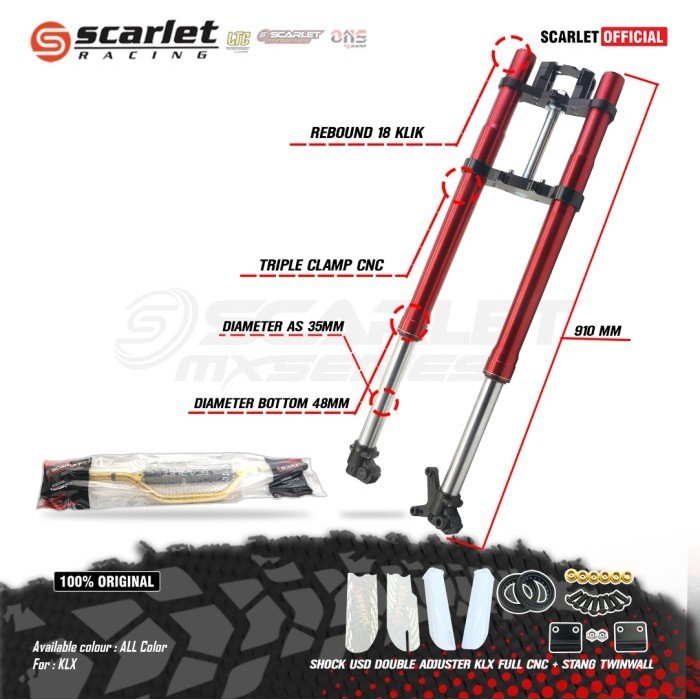 Scarlet Racing Shock Usd Double Adjuster Klx Cnc + Stang