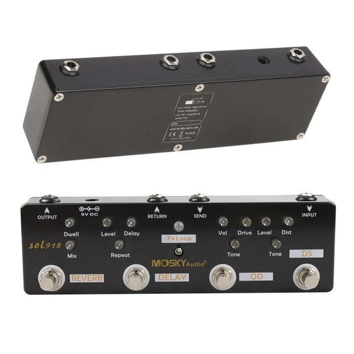 Mosky Sol918 Multi Effect Pedal Efek Gitar 5-In-1 Reverb Pedal Loop