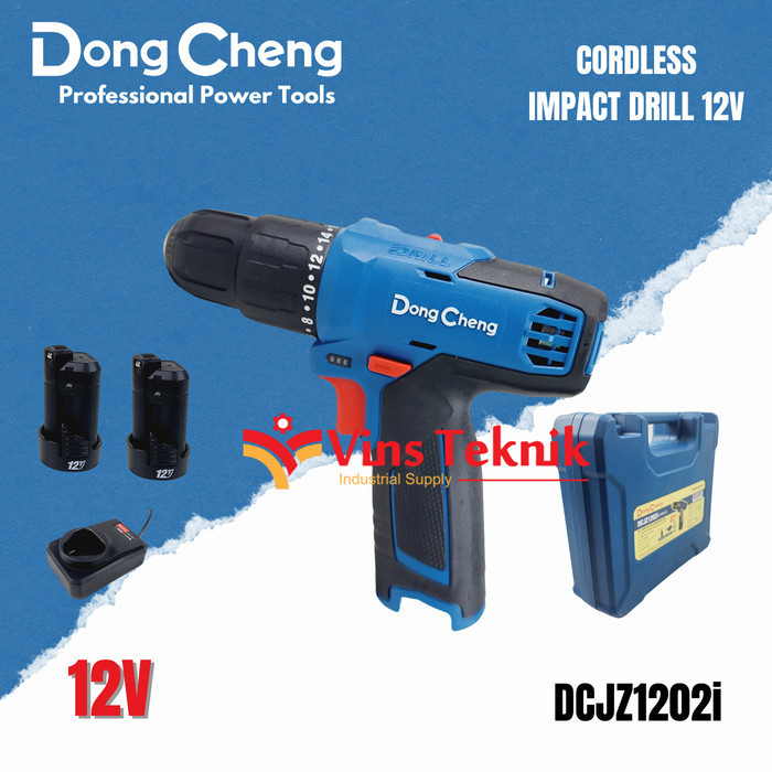 Mesin Bor Cordless 12V Dongcheng Dcjz1202I Impact Drill Dcjz1202