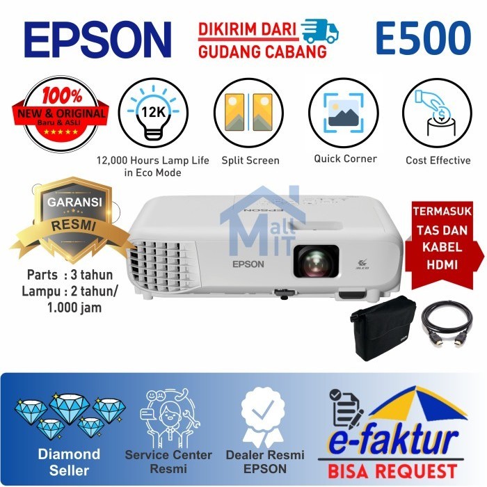 Proyektor Epson Eb-E500 Ebe500 Eb E500 Penganti Eb-S400 S400 S 400 Xga