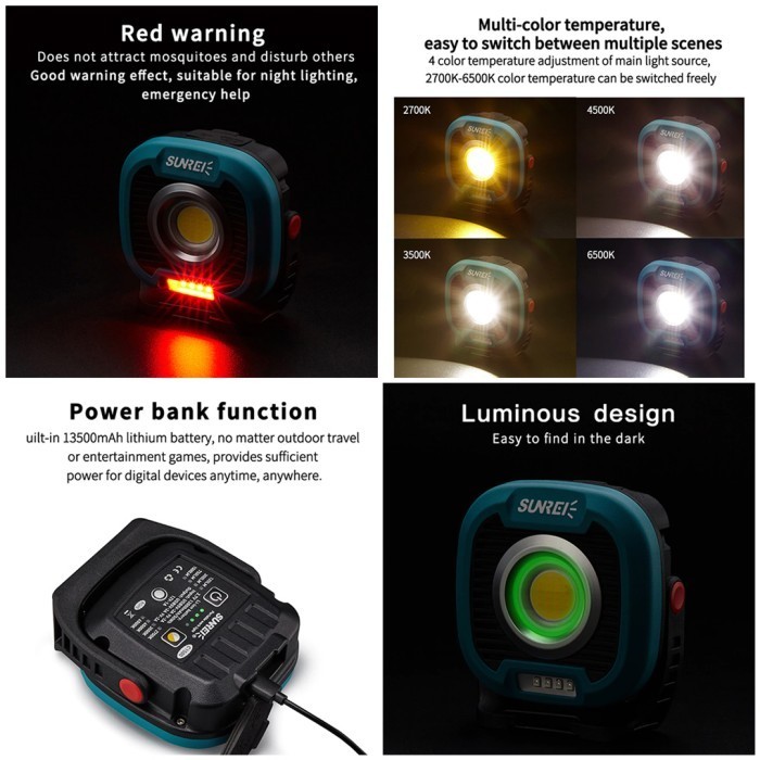 Lampu Kerja Proyek Emergency Sunrei C1500 1500 Lumens Dual Tone Light