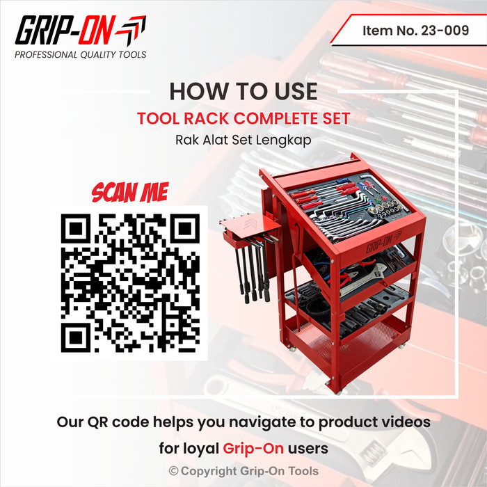 Grip-On Tool Rack Complete Set Rak Alat Bengkel Lengkap + Isi 23-009 Termurah Terlaris Promo